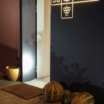 Entrada nascente à noite. Casa D L Cura, Genísio, Miranda do Douro, Portugal.
